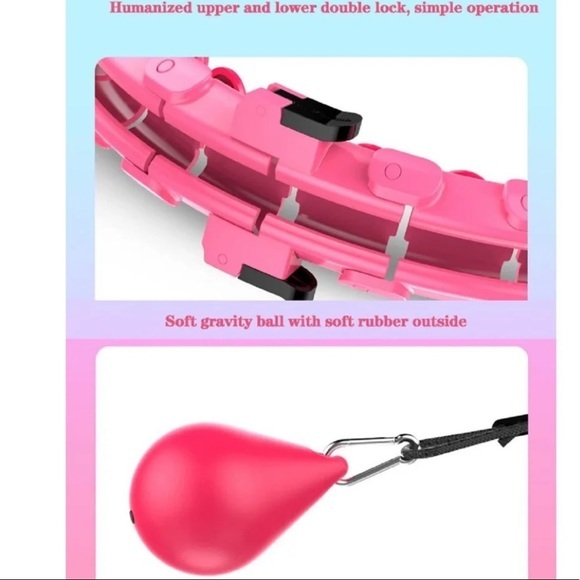Smart Weighted Hula Hoop Adjustable Size - 2 in 1 Fitness & Weight Loss - Pink - Picture 7 of 8